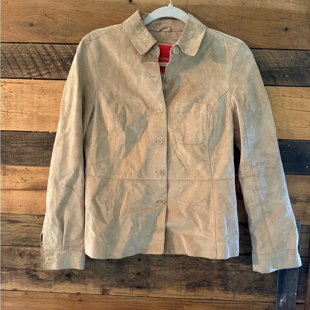 Isaac Mizrahi Genuine Suede Leather Jacket Tan Women’s Small